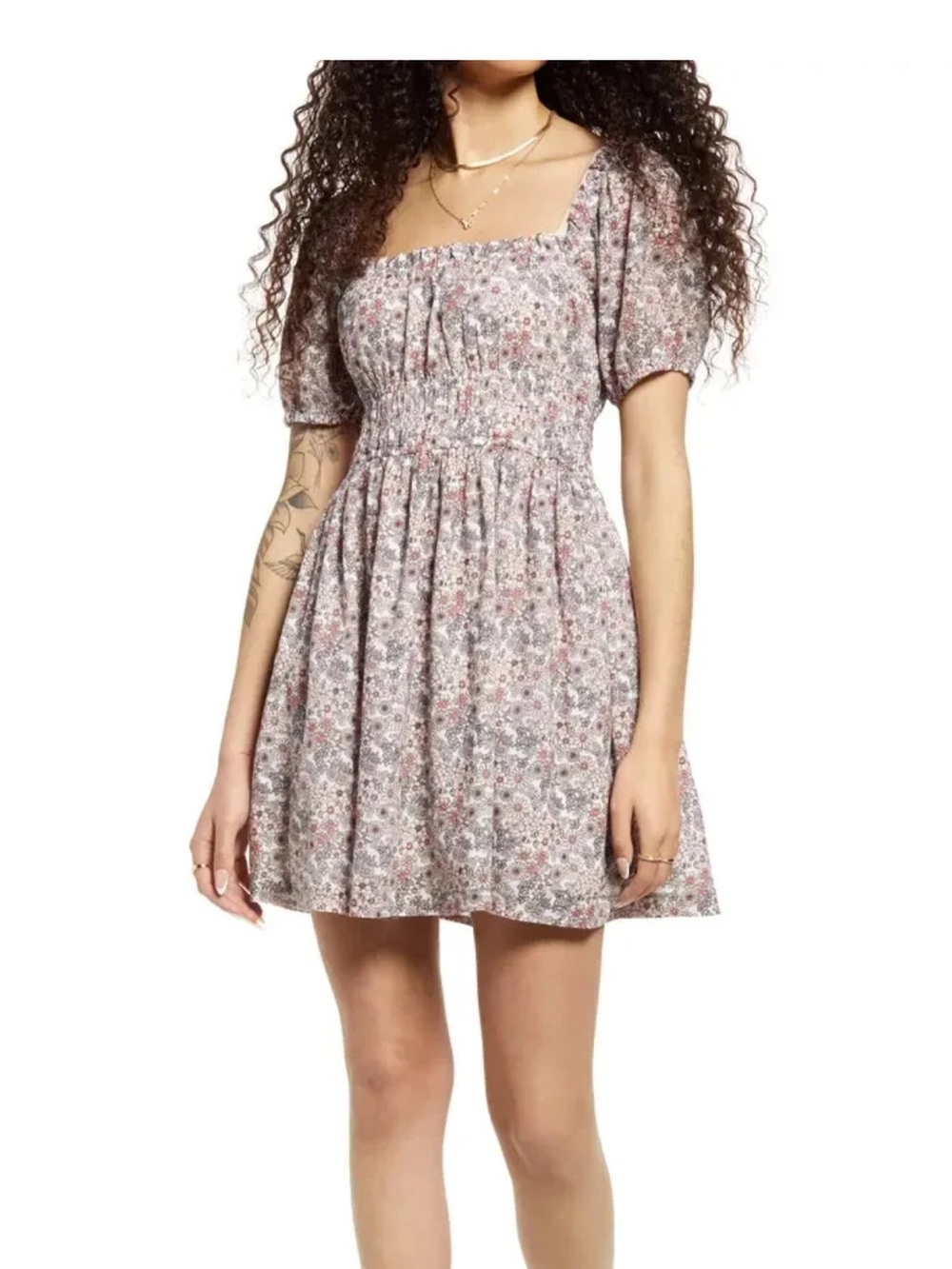 bp Floral Smocked Mini Dress - Pink Multi